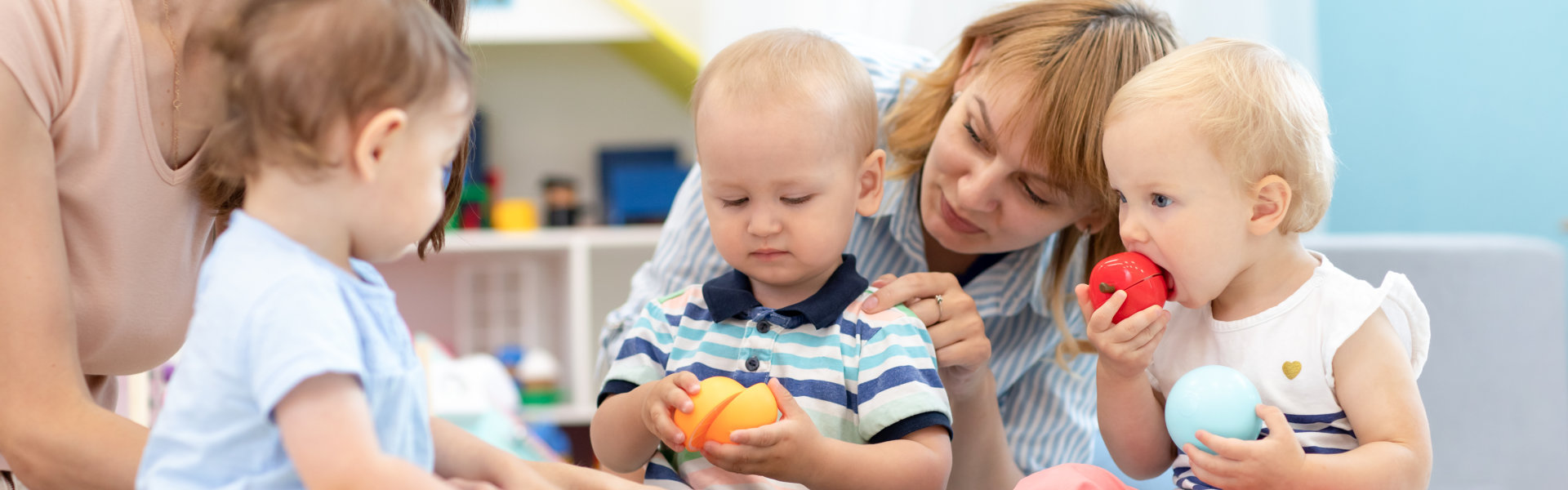 kids eating a fruit toy
